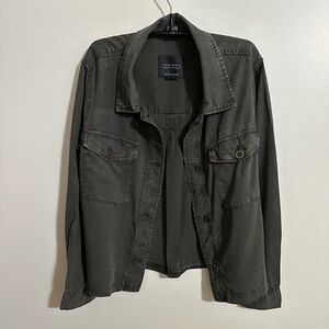 Sanctuary Khaki Green Cropped Trench Jacket, Size L